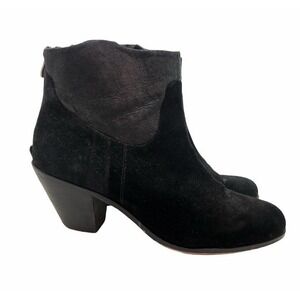 BCBG generation black stacked heel booties leather